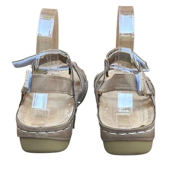 NEW Josdec Sandals Women's 37 Taupe Open Toe Platform Orthopedic Dressy Summer - Picture 3 of 8